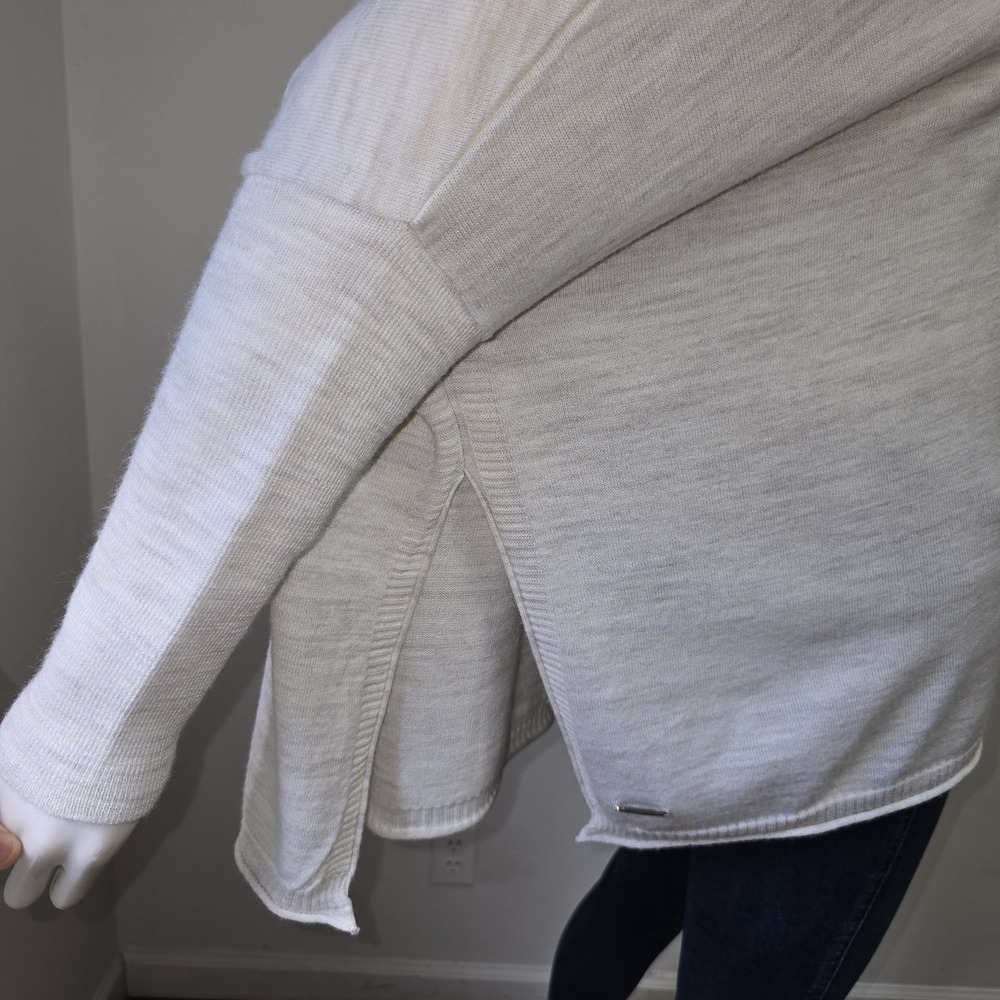 Mersea Womens Catalina V-Neck Travel Sweater One Size Heathered Gray Split Side - Picture 6 of 10